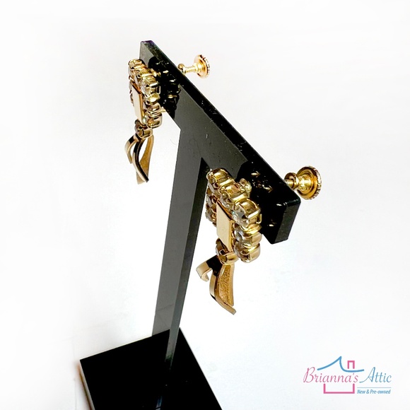 Vintage crystal and gold drop earrings stud - Picture 6 of 7